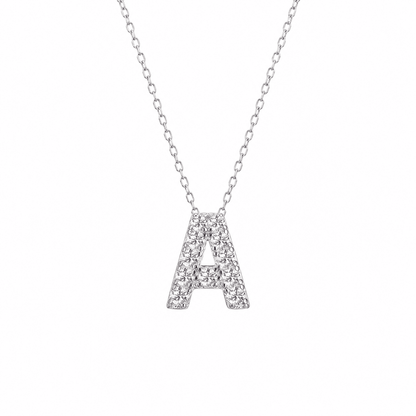 Petite Moissanite Initial Necklace A to Z TQP0398