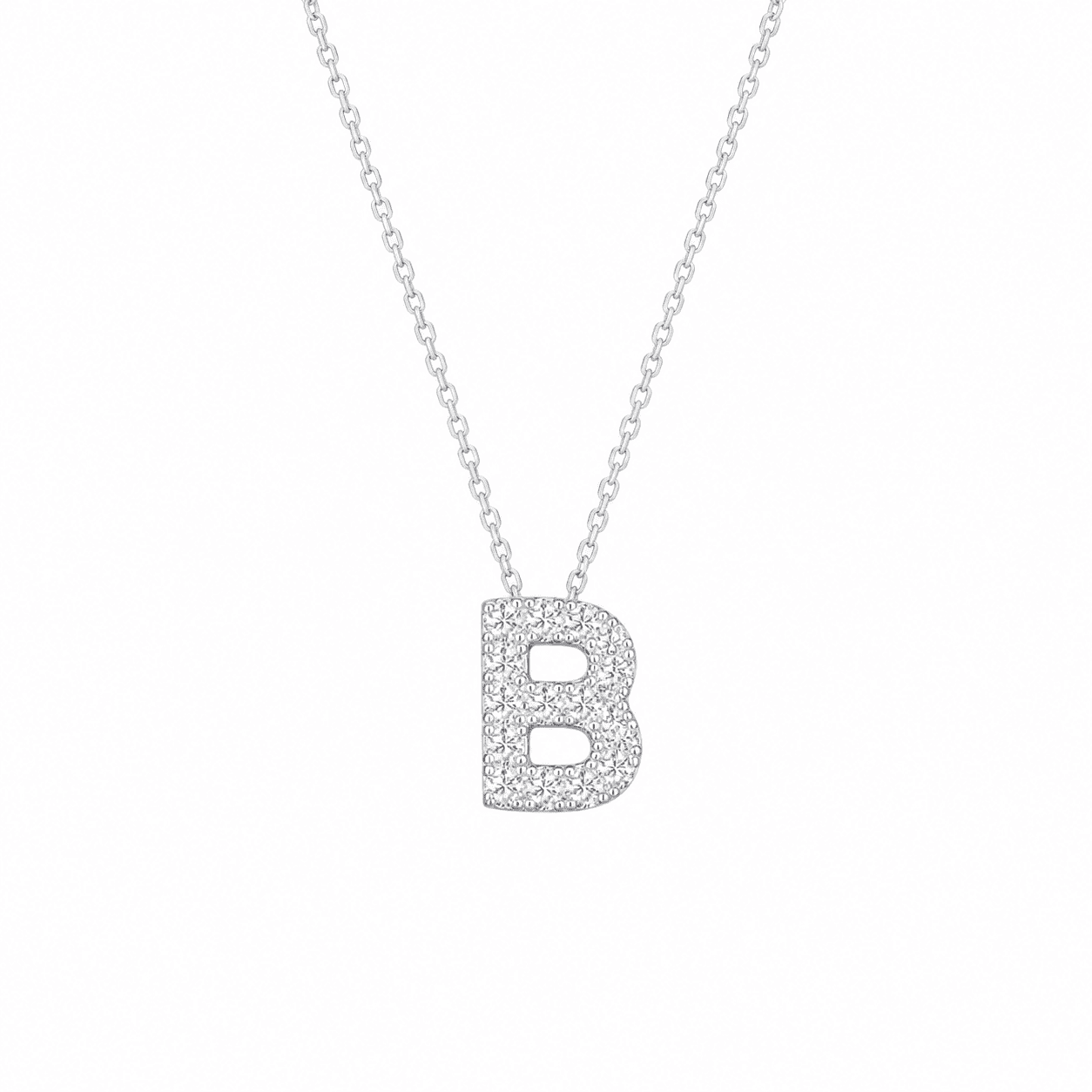 Petite Moissanite Initial Necklace A to Z TQP0398