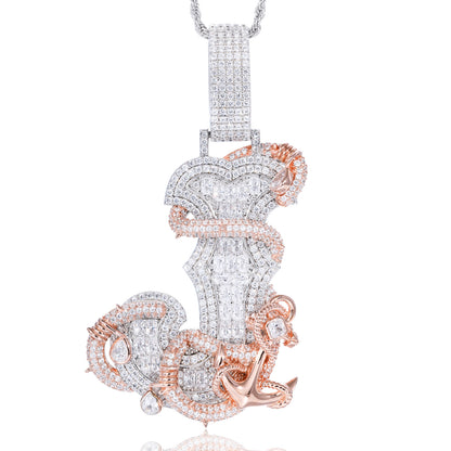 925 Silver Moissanite Oversized J Letter Pendant TQP0917