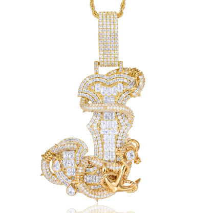 925 Silver Moissanite Oversized J Letter Pendant TQP0917