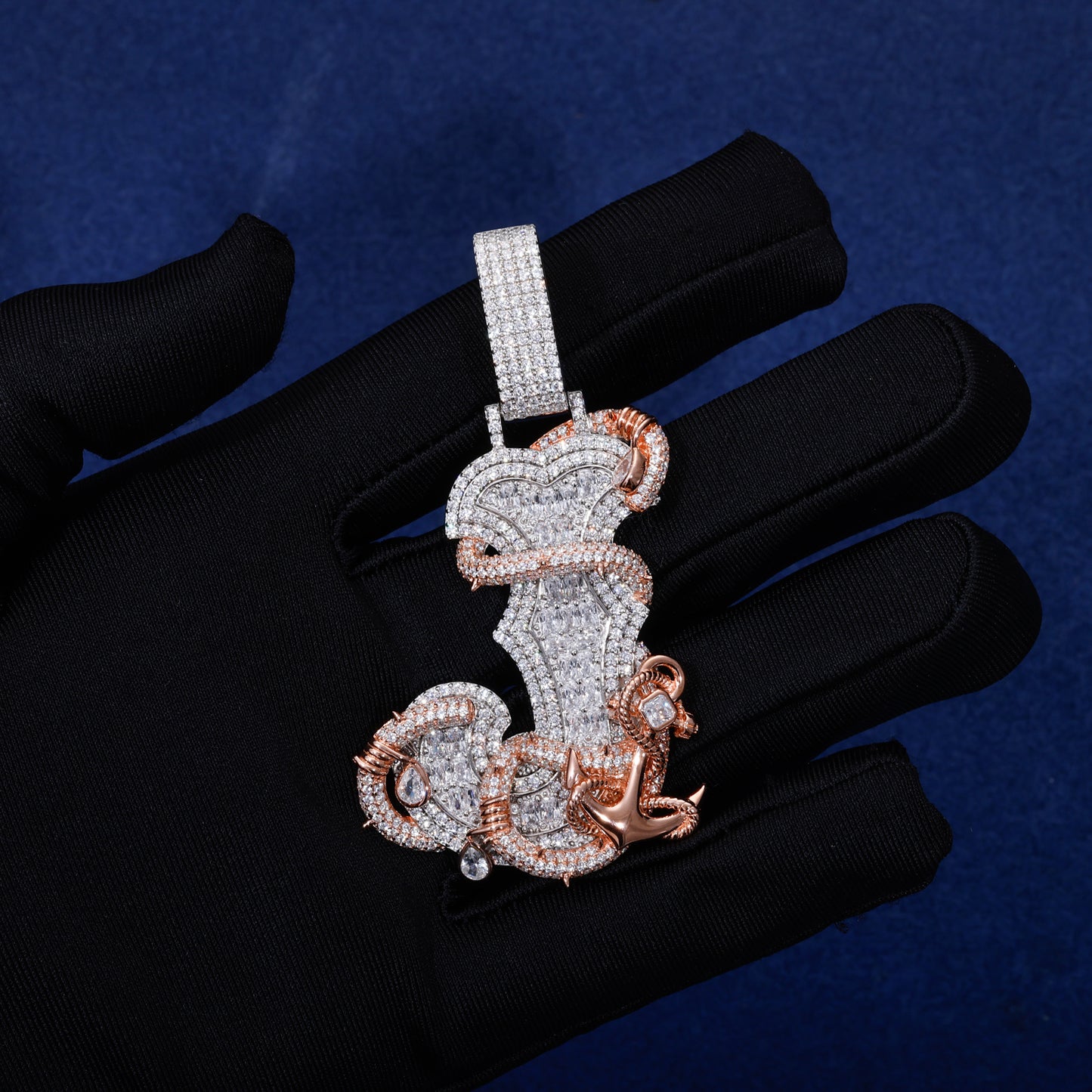 925 Silver Moissanite Oversized J Letter Pendant TQP0917
