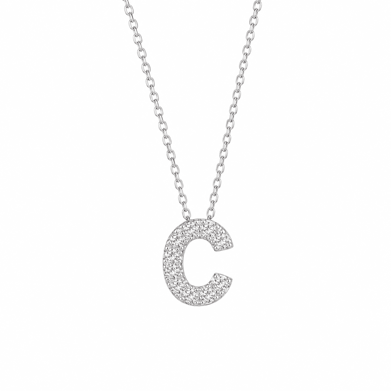 Petite Moissanite Initial Necklace A to Z TQP0398