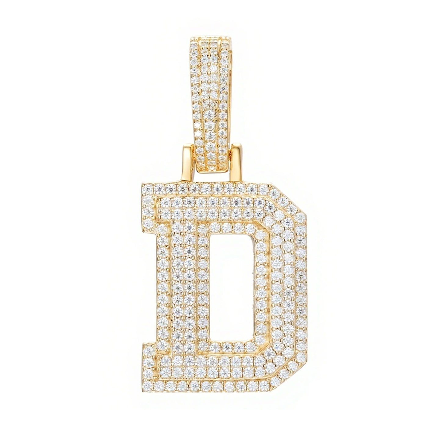 925 Silver Moissanite Iced Out Personalized A to Z Initial Pendant TQP0622