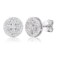 925 Silver Moissanite Round Cross Halo Stud Earrings TQE0615
