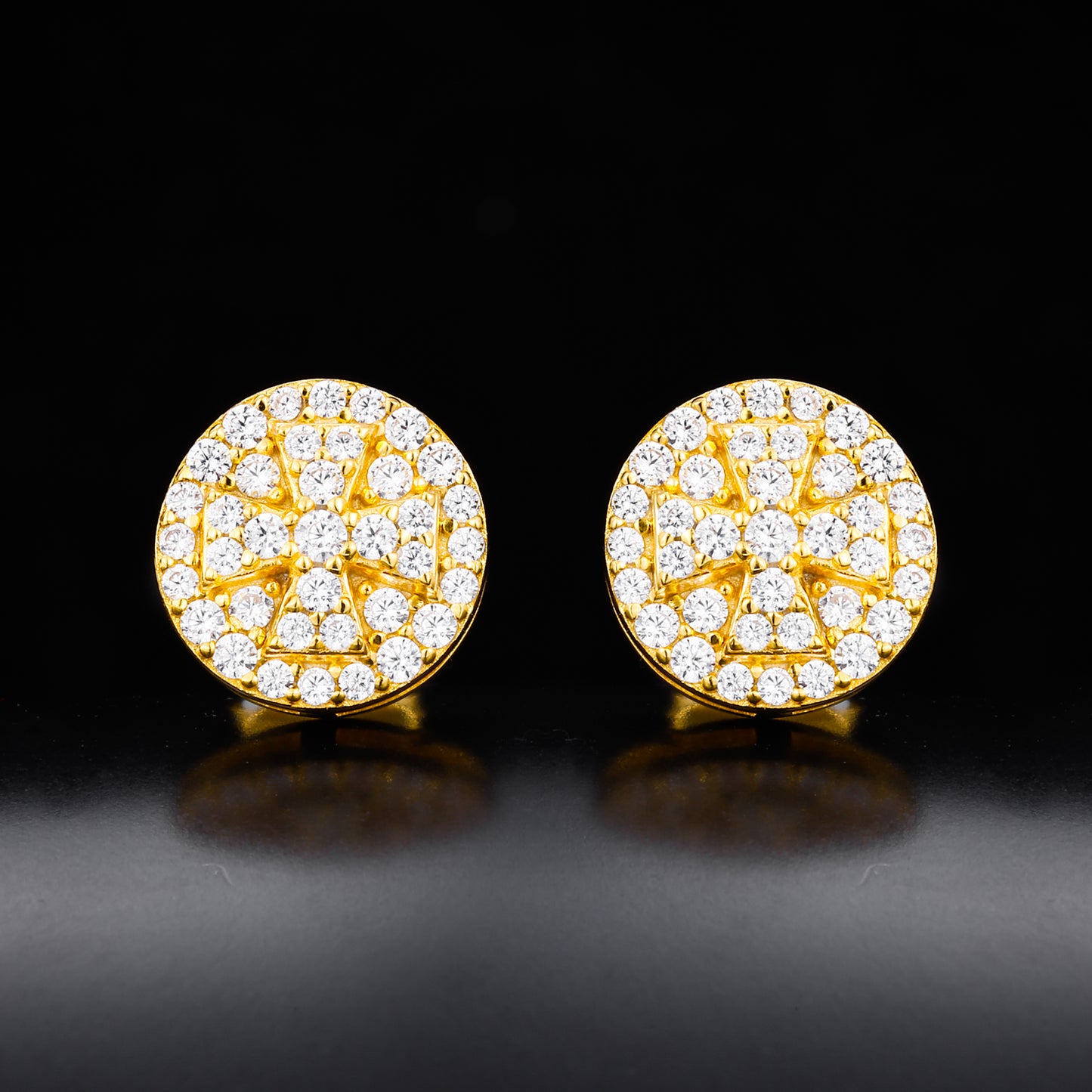 925 Silver Moissanite Round Cross Halo Stud Earrings TQE0615