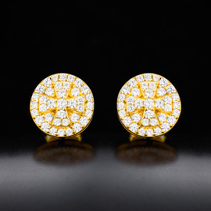 925 Silver Moissanite Round Cross Halo Stud Earrings TQE0615