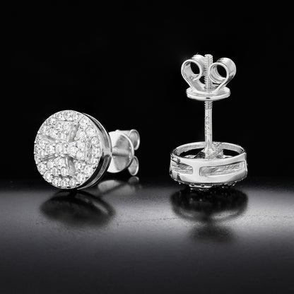 925 Silver Moissanite Round Cross Halo Stud Earrings TQE0615