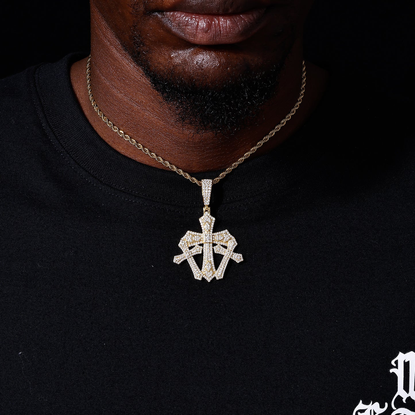 925 Silver Moissanite Gothic Shield Cross Pendant for Men TQP0836