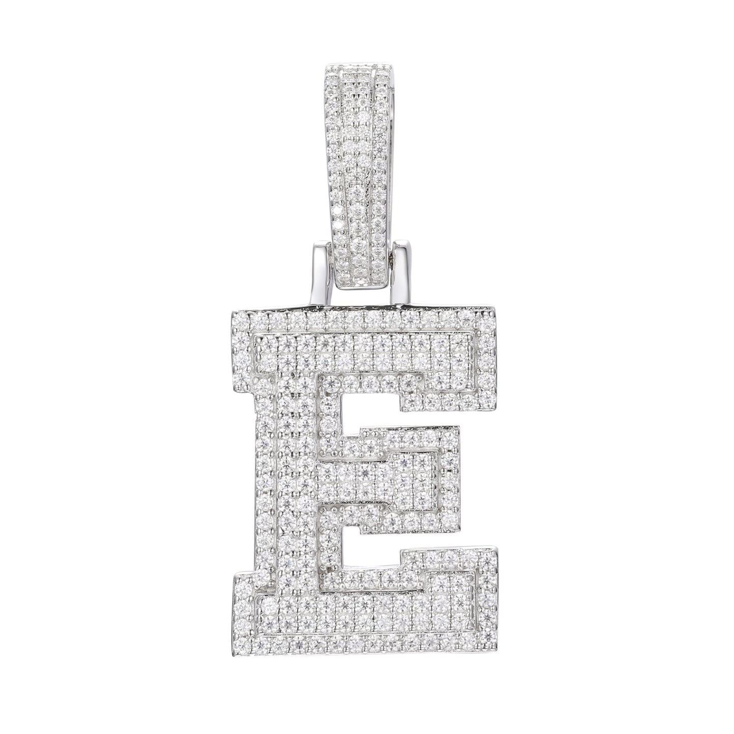 925 Silver Moissanite Iced Out Personalized A to Z Initial Pendant TQP0622
