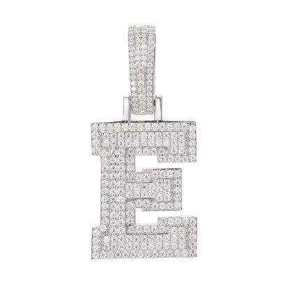 925 Silver Moissanite Iced Out Personalized A to Z Initial Pendant TQP0622