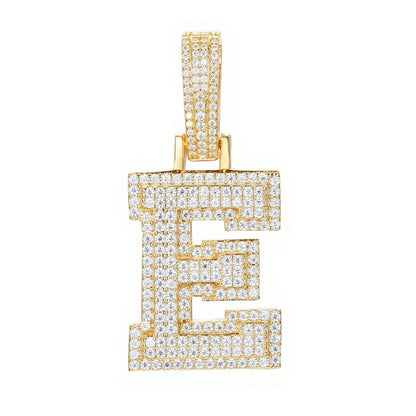 925 Silver Moissanite Iced Out Personalized A to Z Initial Pendant TQP0622