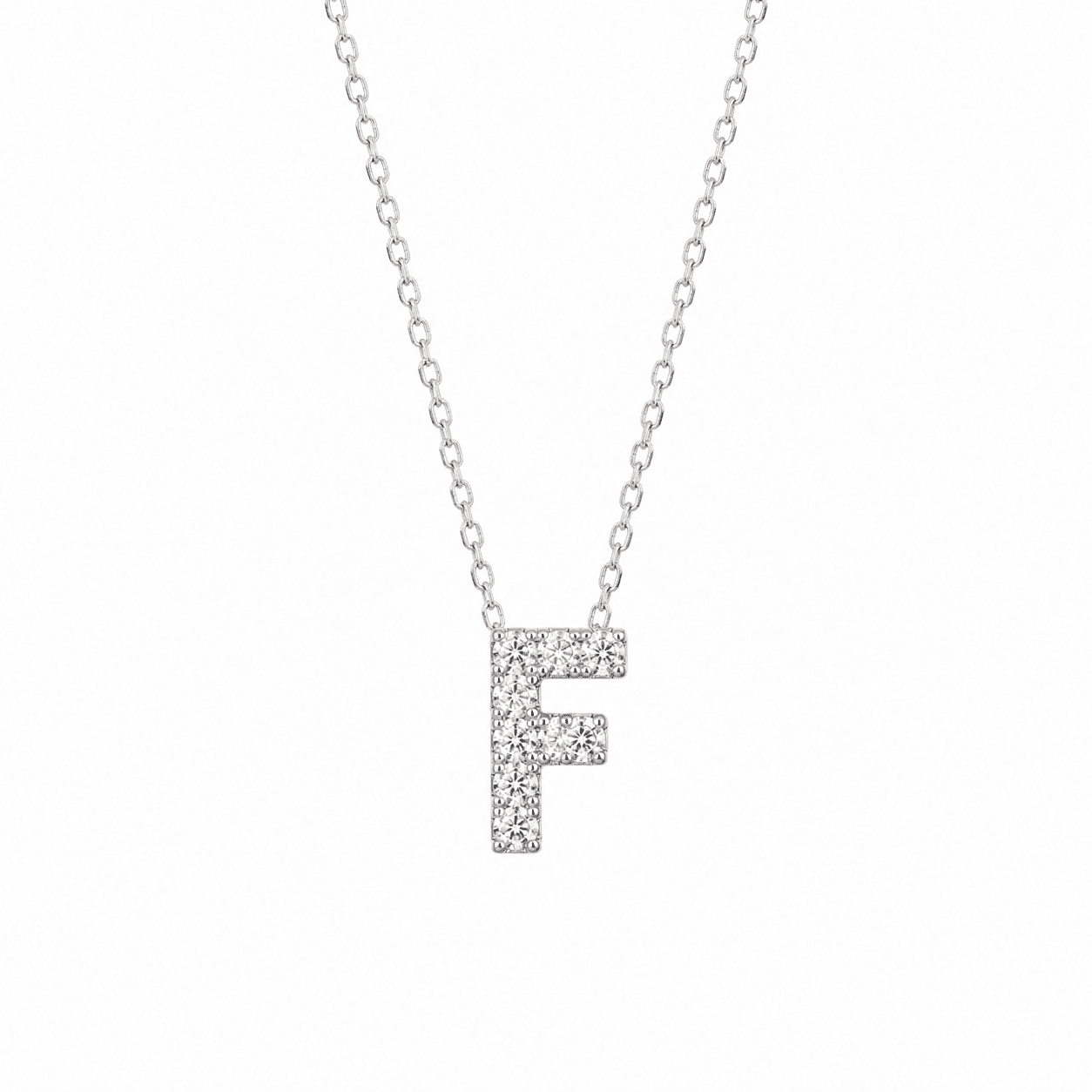 Petite Moissanite Initial Necklace A to Z TQP0398