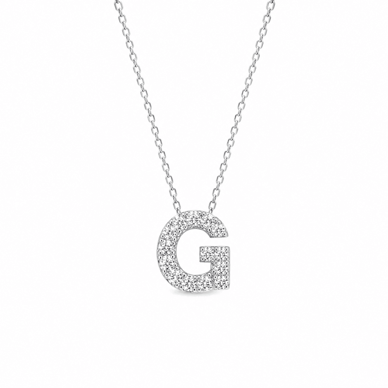 Petite Moissanite Initial Necklace A to Z TQP0398