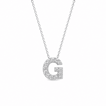 Petite Moissanite Initial Necklace A to Z TQP0398