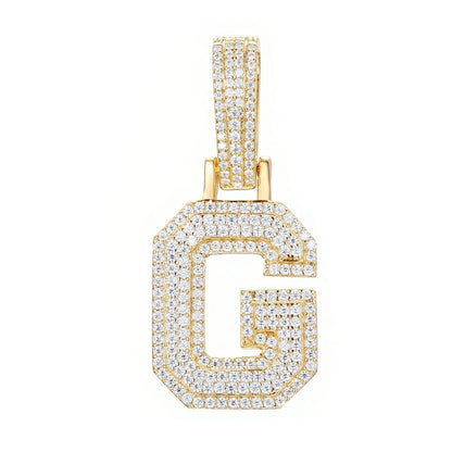 925 Silver Moissanite Iced Out Personalized A to Z Initial Pendant TQP0622