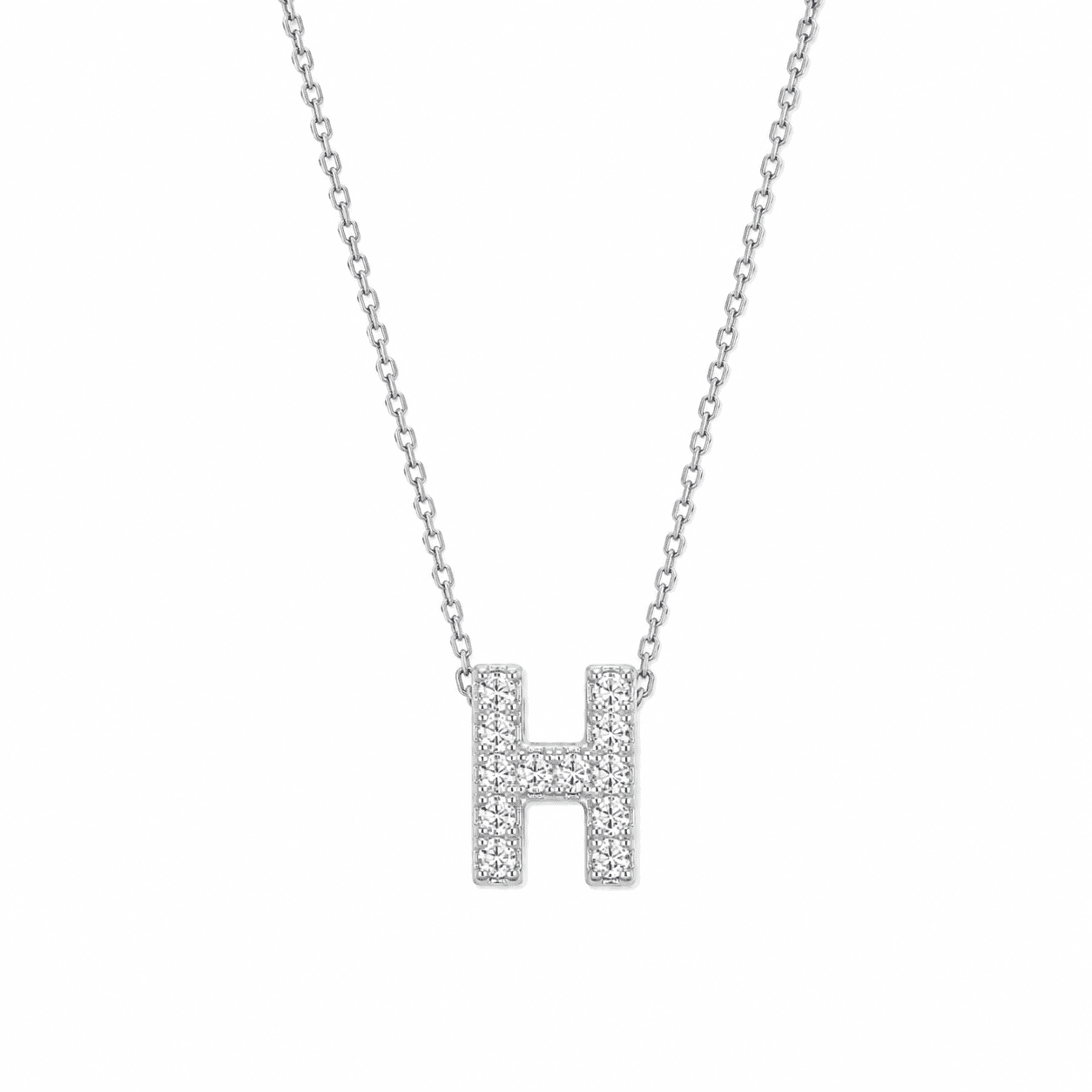 Petite Moissanite Initial Necklace A to Z TQP0398