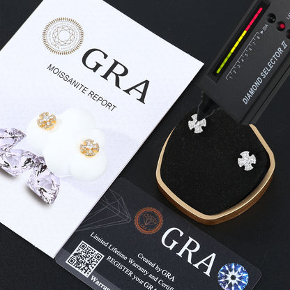 925 Silver Moissanite Maltese Cross Baguette Stud Earrings TQE0567