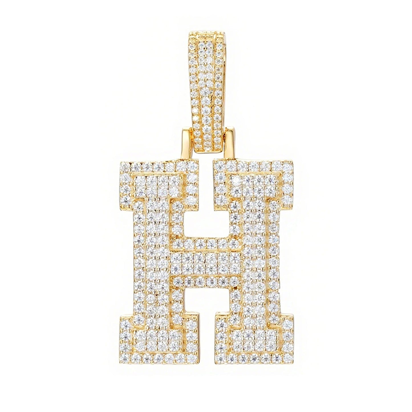 925 Silver Moissanite Iced Out Personalized A to Z Initial Pendant TQP0622
