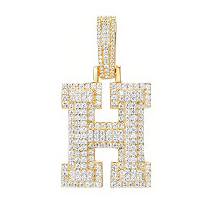 925 Silver Moissanite Iced Out Personalized A to Z Initial Pendant TQP0622