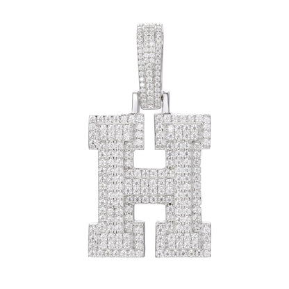 925 Silver Moissanite Iced Out Personalized A to Z Initial Pendant TQP0622