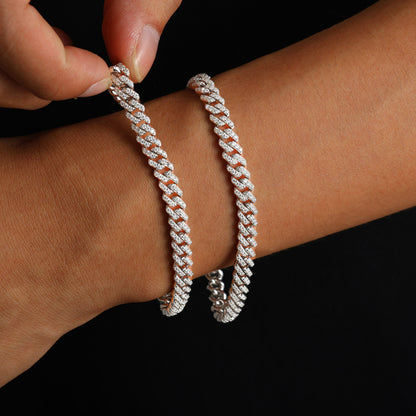 925 Silver Moissanite Iced Out Miami Cuban Link Bracelet for Men TQB0094