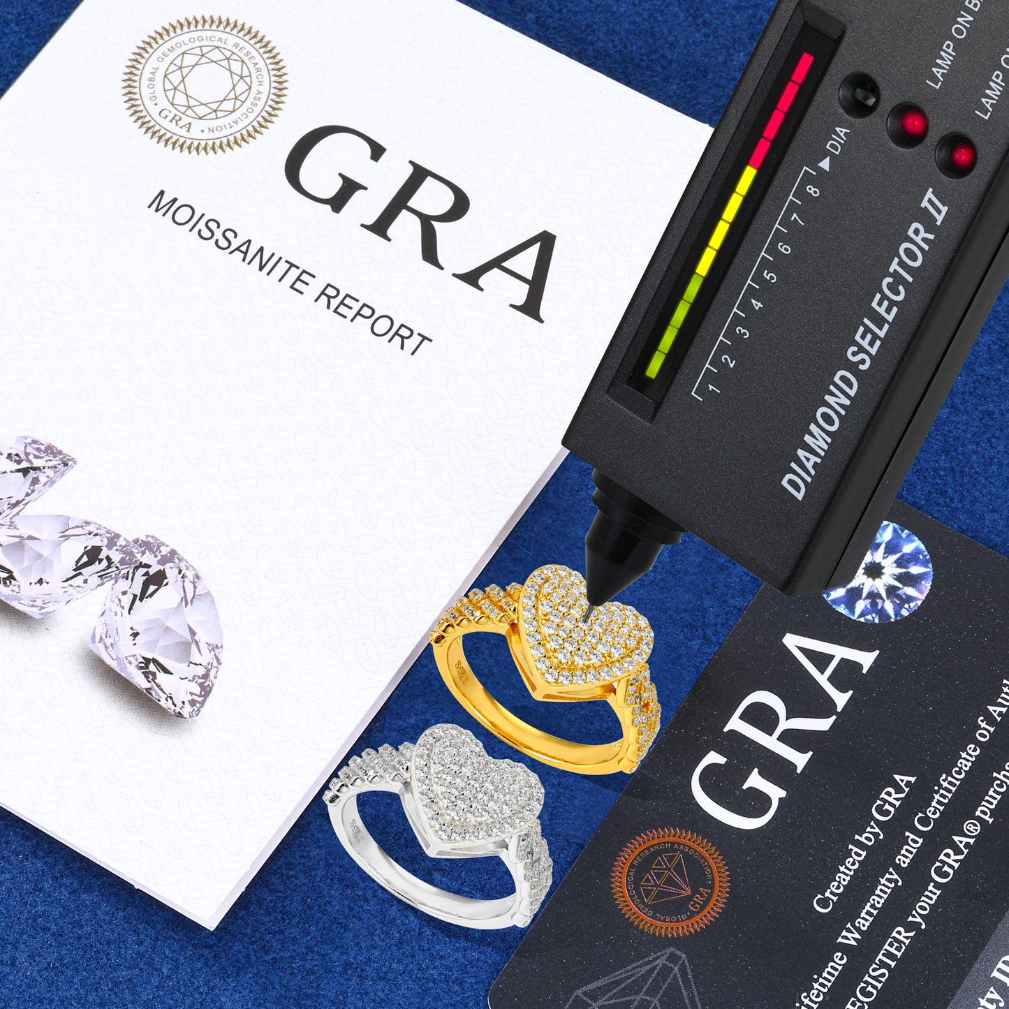 925 Silver Moissanite Gold Pave Heart Ring for Women TQR0444