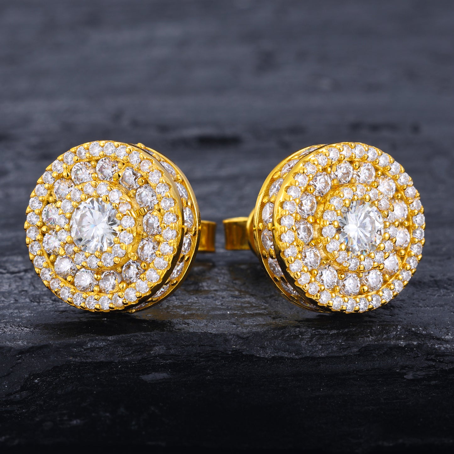 925 Silver Moissanite Concentric Halo Cluster Stud Earrings TQE0570