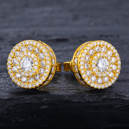 925 Silver Moissanite Concentric Halo Cluster Stud Earrings TQE0570