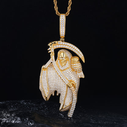 925 Silver Moissanite Grim Reaper Owl Pendant TQP0535