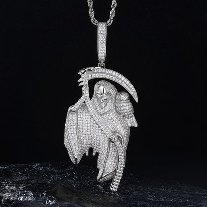 925 Silver Moissanite Grim Reaper Owl Pendant TQP0535