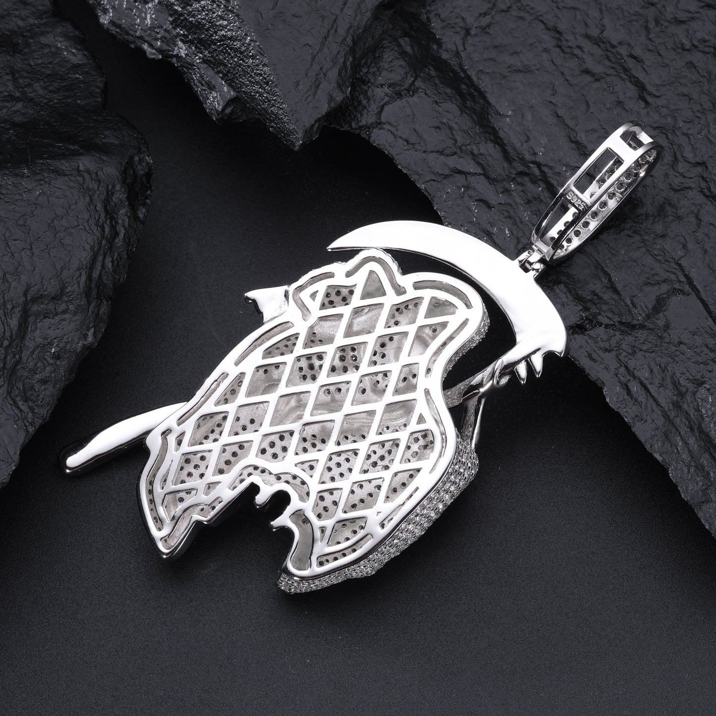 925 Silver Moissanite Grim Reaper Owl Pendant TQP0535