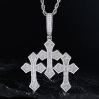 925 Silver Moissanite Double Cross Pendant TQP0632