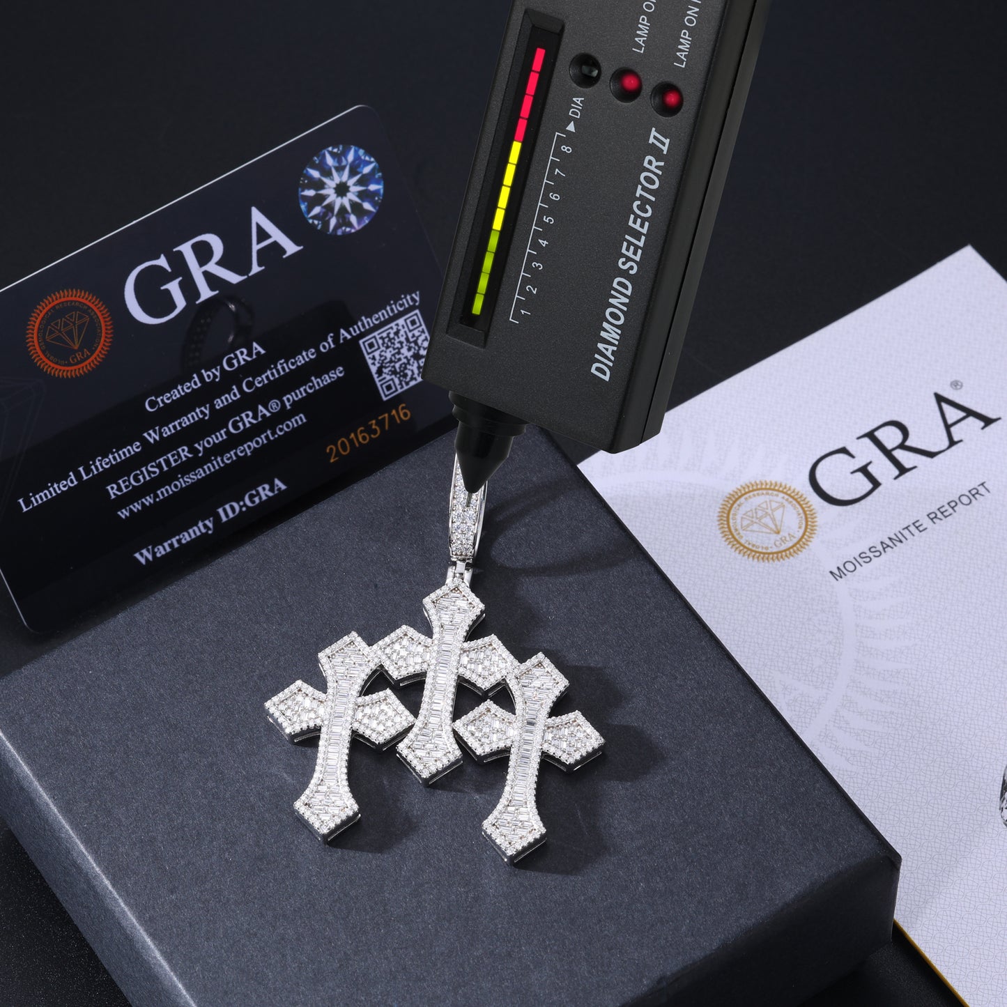 925 Silver Moissanite Double Cross Pendant TQP0632