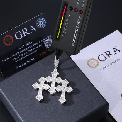 925 Silver Moissanite Double Cross Pendant TQP0632