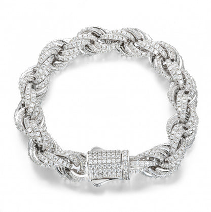 925 Silver Moissanite Iced Out Twisted Link Bracelet for Men TQB0053
