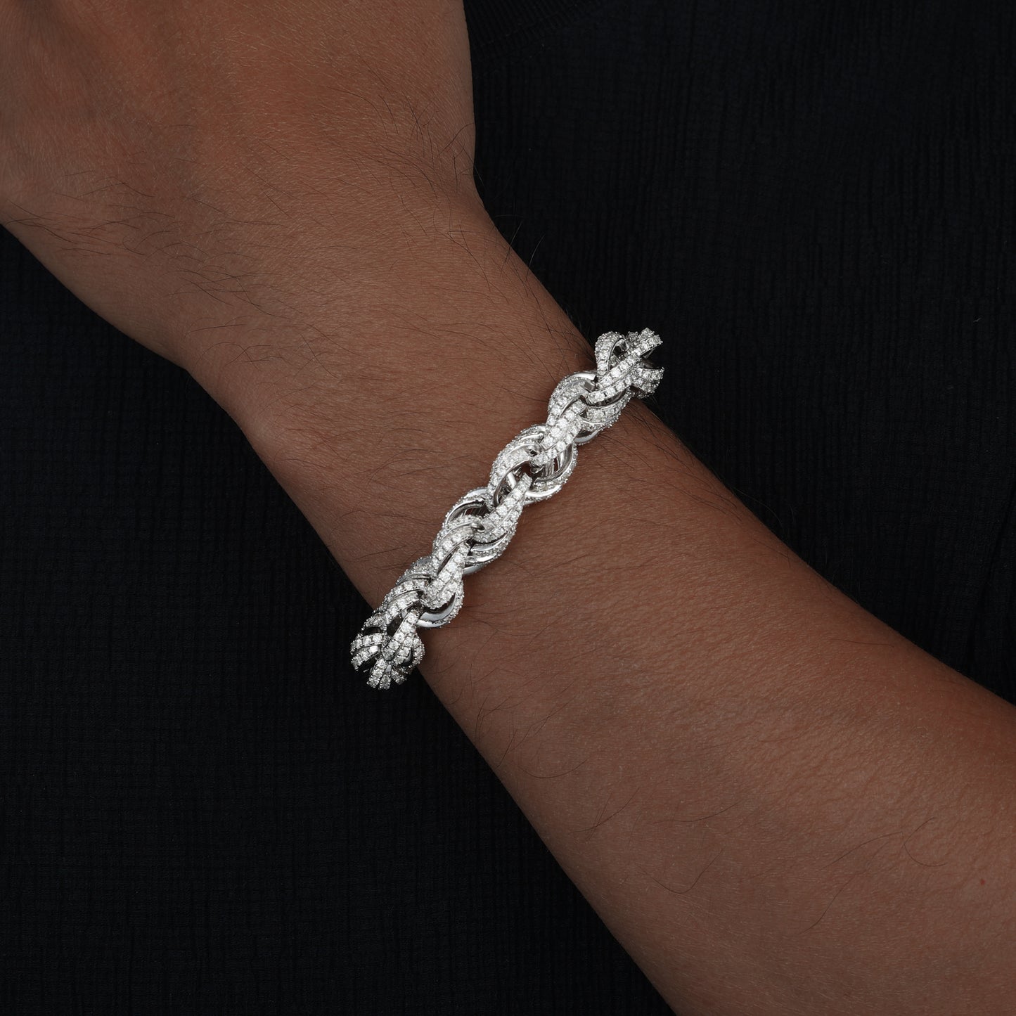 925 Silver Moissanite Iced Out Twisted Link Bracelet for Men TQB0053