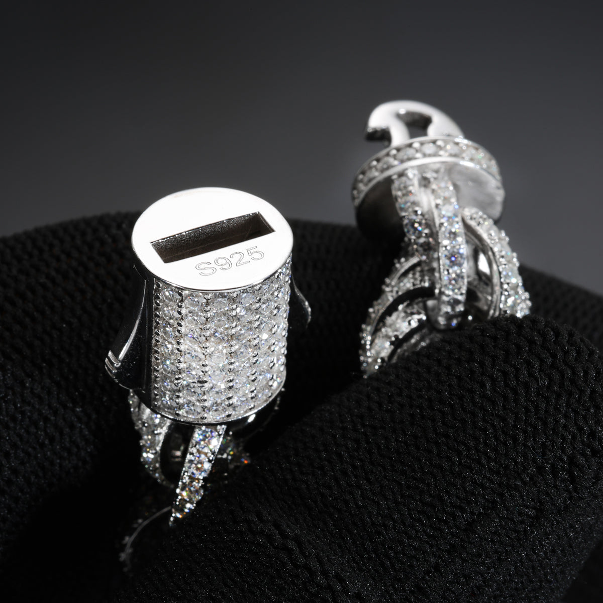 925 Silver Moissanite Iced Out Twisted Link Bracelet for Men TQB0053
