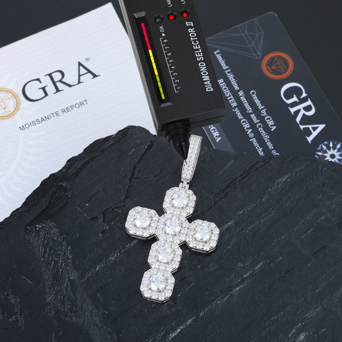 925 Silver Moissanite Octagon Cross Pendant TQP0634
