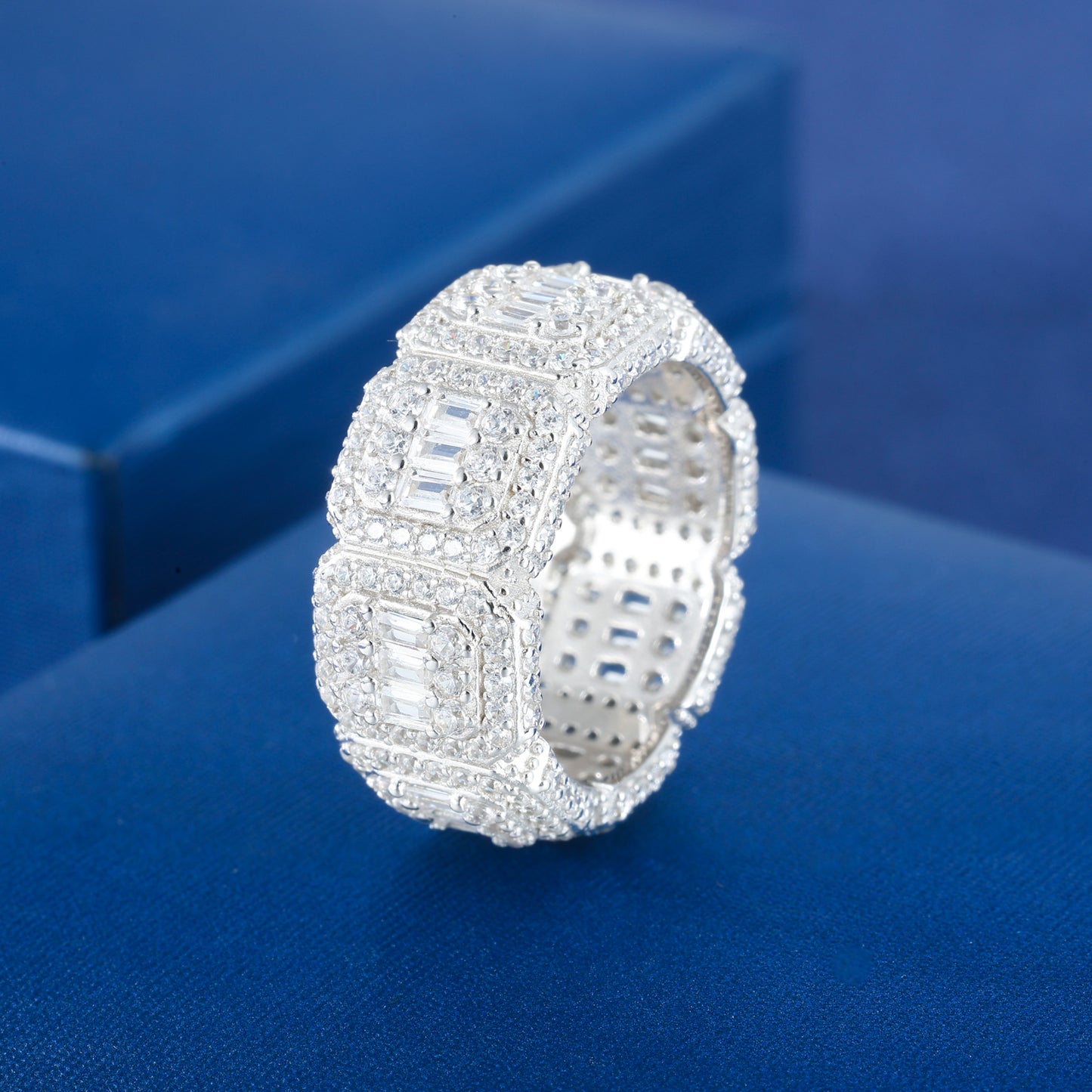 925 Silver Moissanite Geometric Baguette Eternity Ring TQR0418