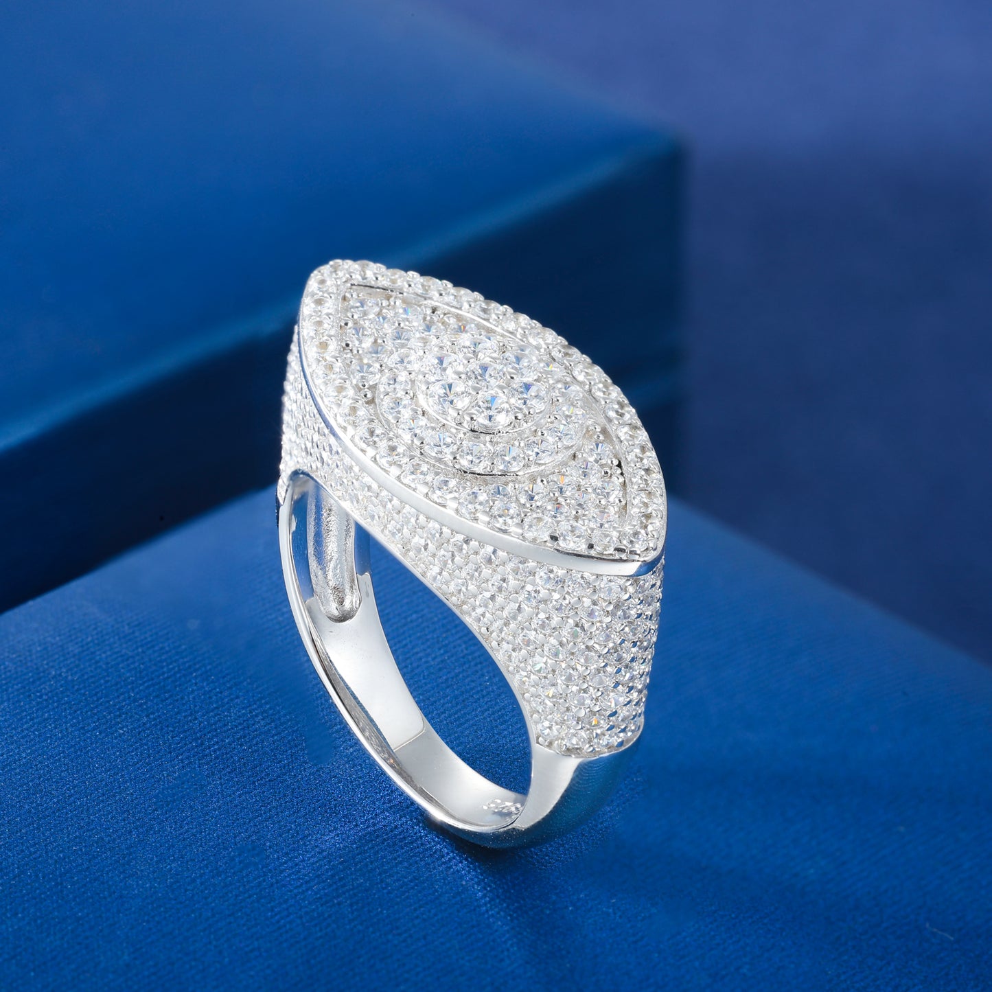 925 Silver Moissanite Eye Signet Ring for Men TQR0427