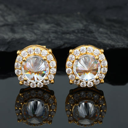 925 Silver Moissanite Cushion Cut Halo Stud Earrings TQE0579