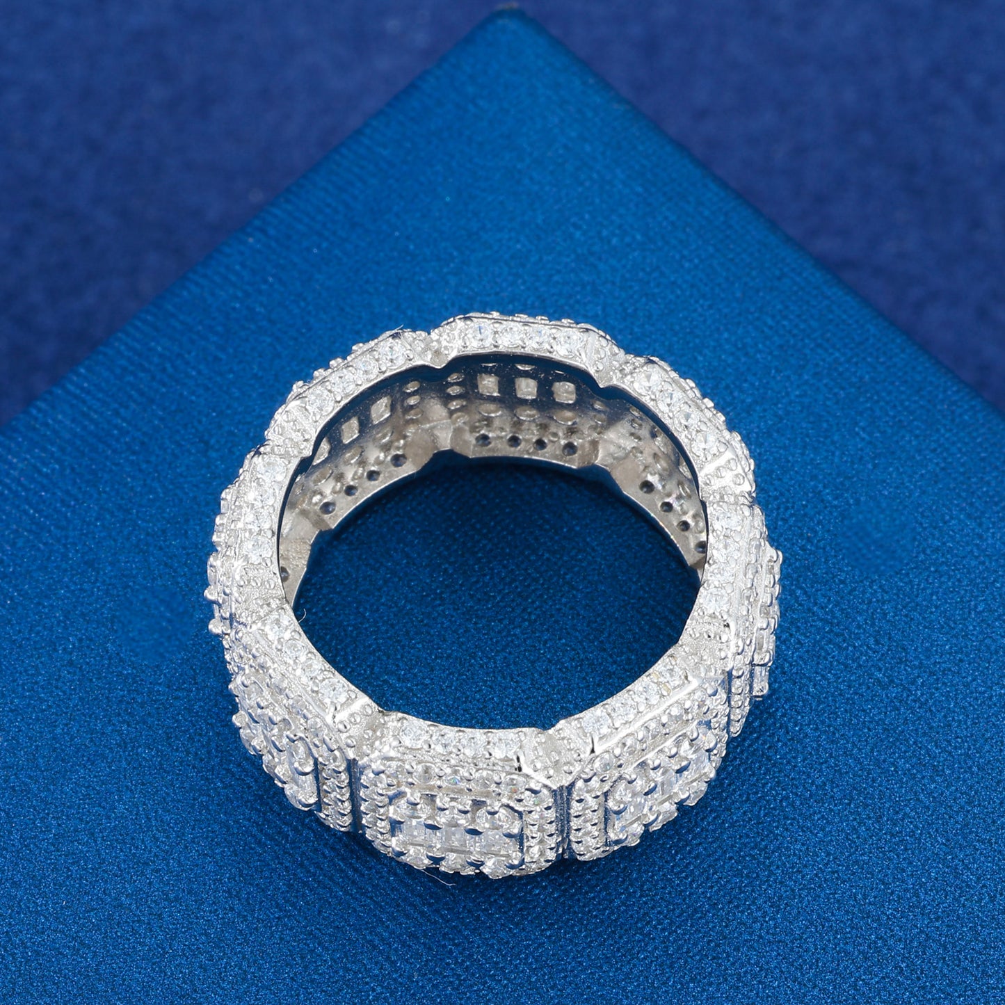 925 Silver Moissanite Geometric Baguette Eternity Ring TQR0418