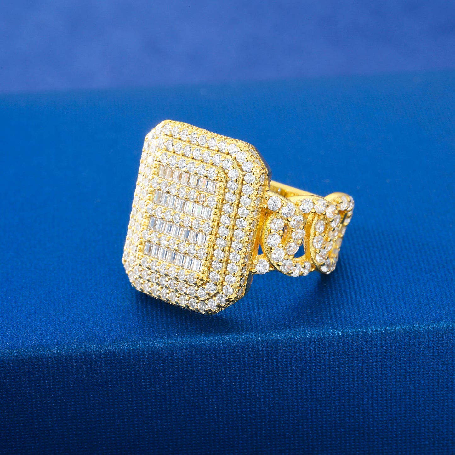 925 Silver Moissanite Square Baguette Frame Ring for Men TQR0393