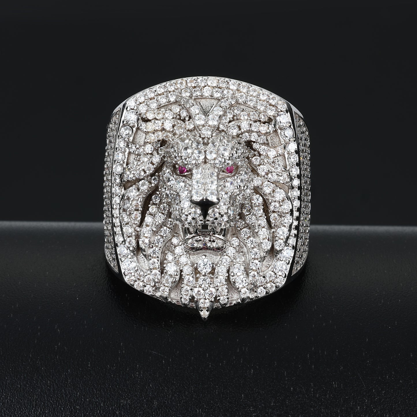 925 Silver Moissanite Lion Head Statement Ring for Men TQR0398