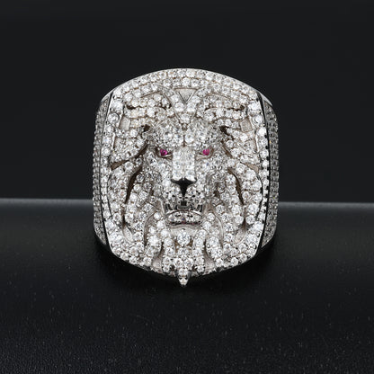 925 Silver Moissanite Lion Head Statement Ring for Men TQR0398