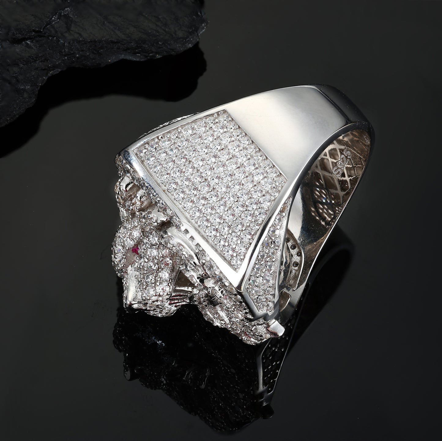 925 Silver Moissanite Lion Head Statement Ring for Men TQR0398