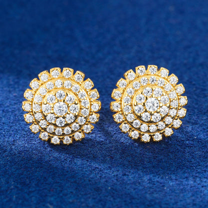 925 Silver Moissanite Triple Halo Round Cluster Stud Earrings TQE0559
