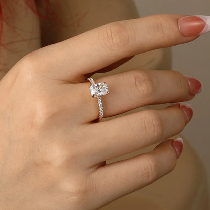 925 Silver Moissanite Radiant Cut Engagement Ring 1.5 to 4CT for Women TQR0433