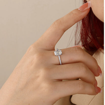 925 Silver Moissanite Radiant Cut Engagement Ring 1.5 to 4CT for Women TQR0433