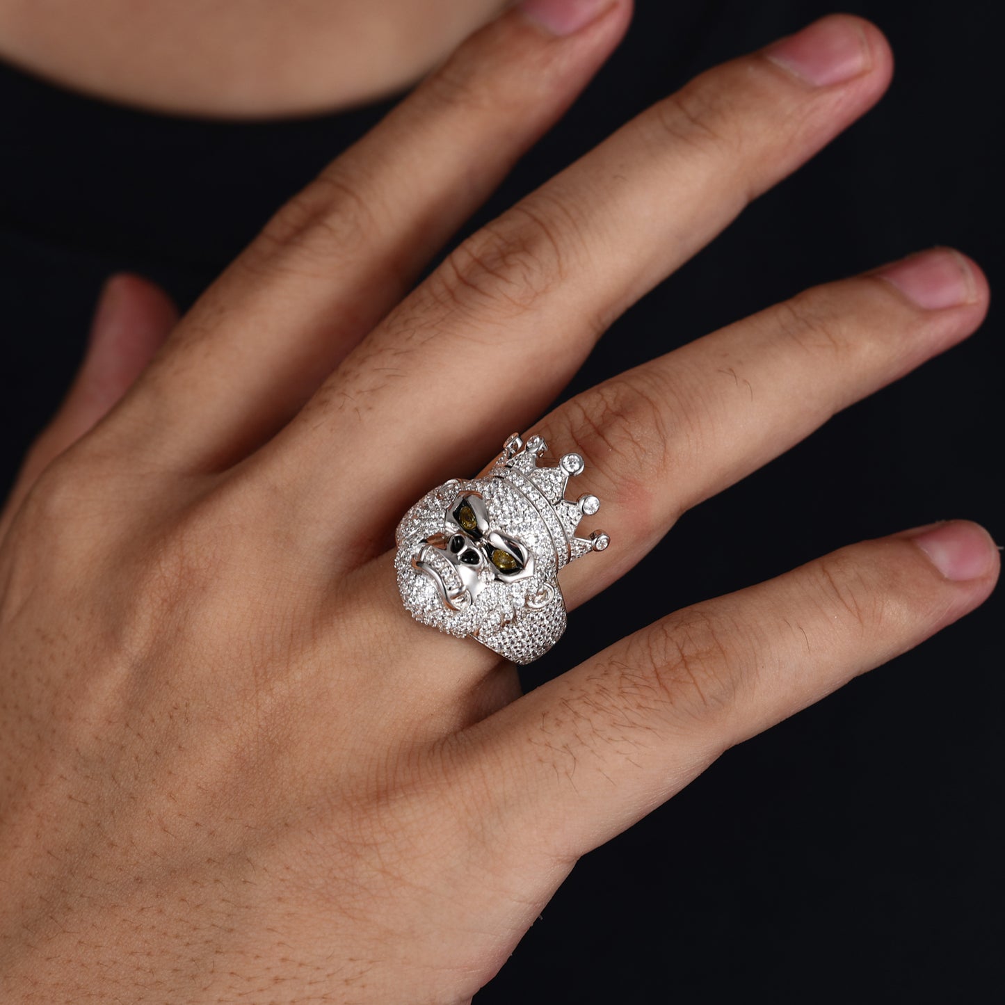 925 Silver Moissanite Crown Gorilla Head Ring for Men TQR0511